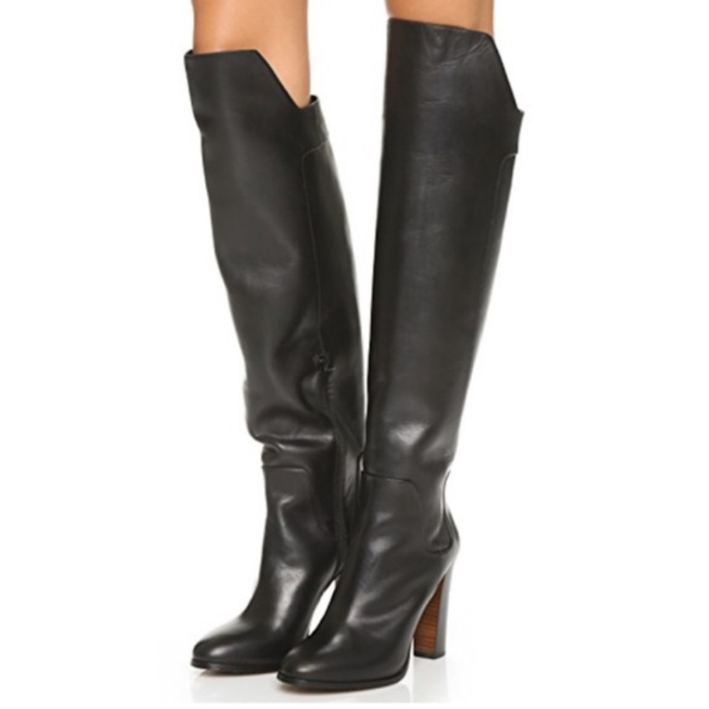 Vince Over the Knee Black Leather Boots Size 8.5 Like New